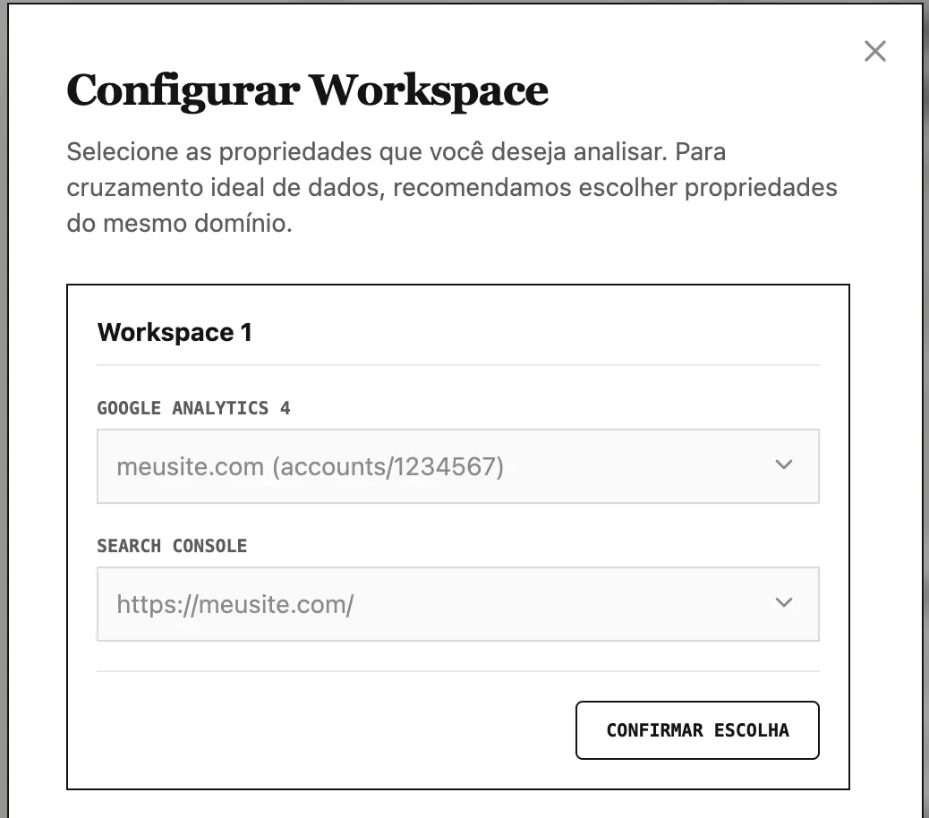 Escolha o Workspace